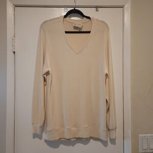 Cream V-Neck Women's Sweater